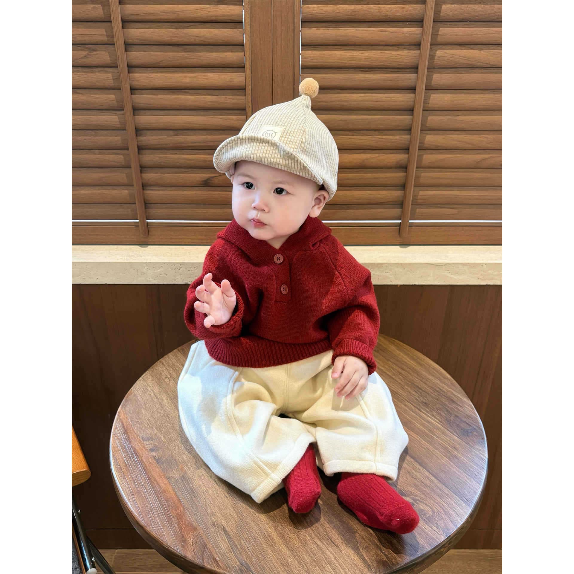 New autumn and winter set baby hooded sweater Korean style western style casual sweater pants for boys and girls two-piece set