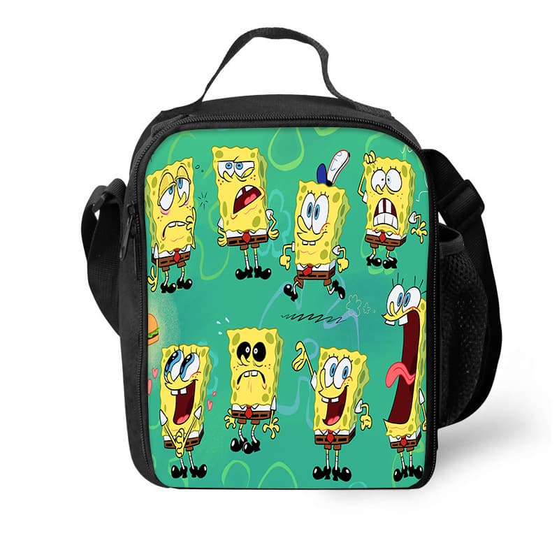 Best-selling SpongeBob student lunch bag for kids, portable insulated lunch box with printed cartoon design, storage bag