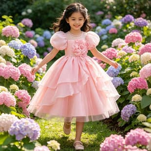 Amazon New Children's Flower Dress Wedding Gown Piano Performance Dress Tutu Princess Dress Kids Dress