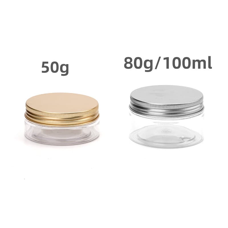 50g80g 100ML aluminum cap cream bottle, facial mask bottle, wide mouth bottle, transparent plastic bottle packaging material, wide mouth bottle