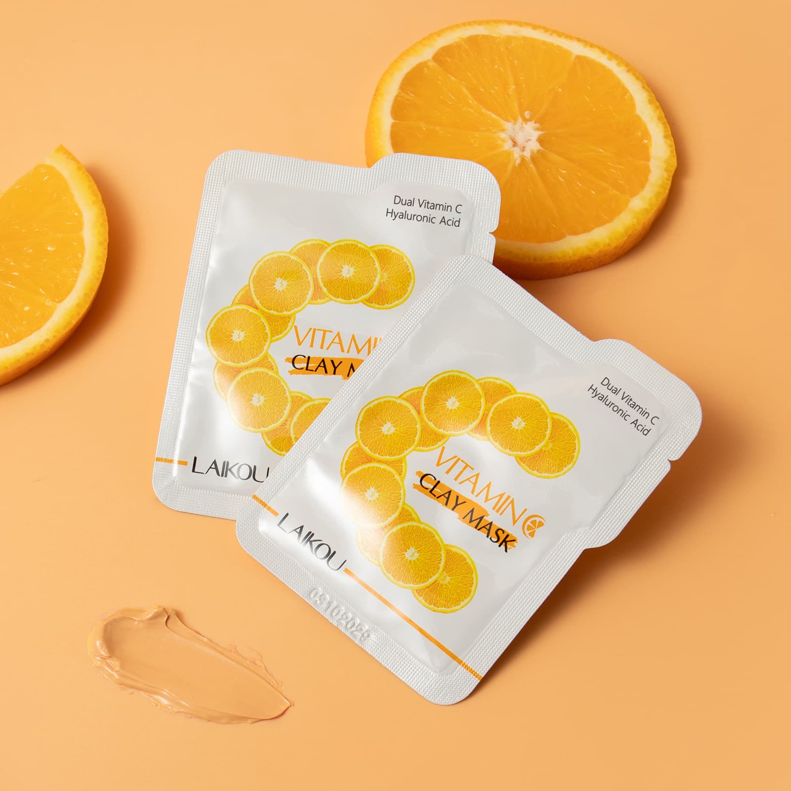 Cross-border In Stock New Product LAIKOU Vitamin C Mud Mask Sheet 5g Single Piece Pore Cleansing Application Mask Export