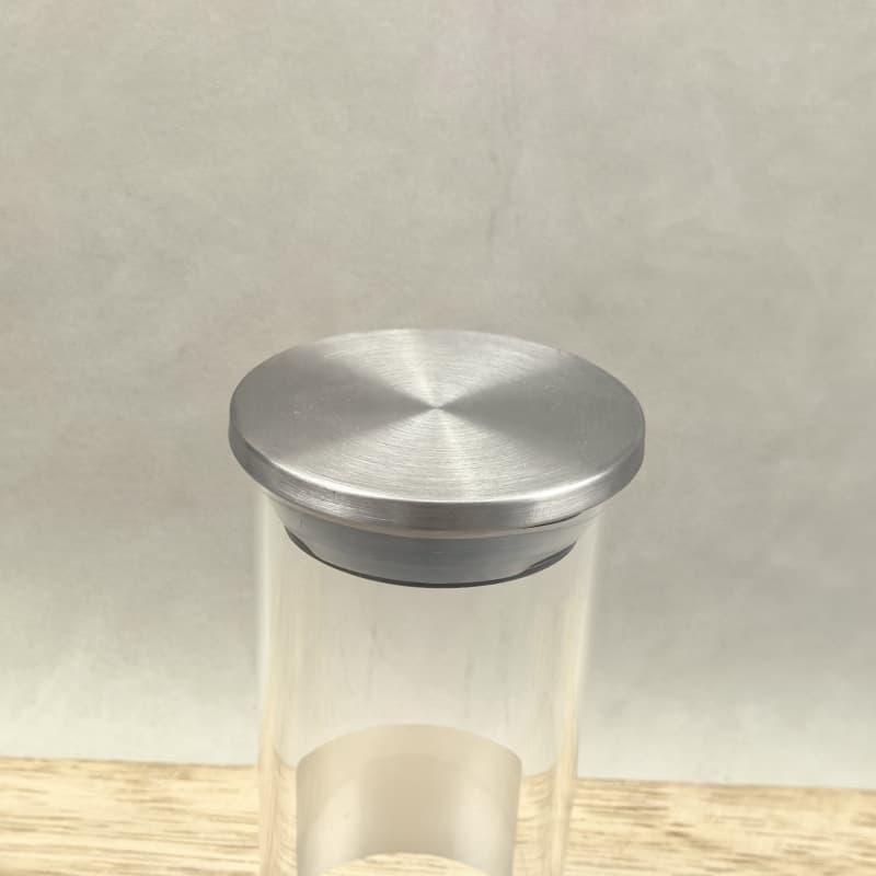 Wholesale High Borosilicate Glass Sealed Lid Storage Jar Stainless Steel Brushed Metal Lid Kitchen Storage Canister Iron Lid