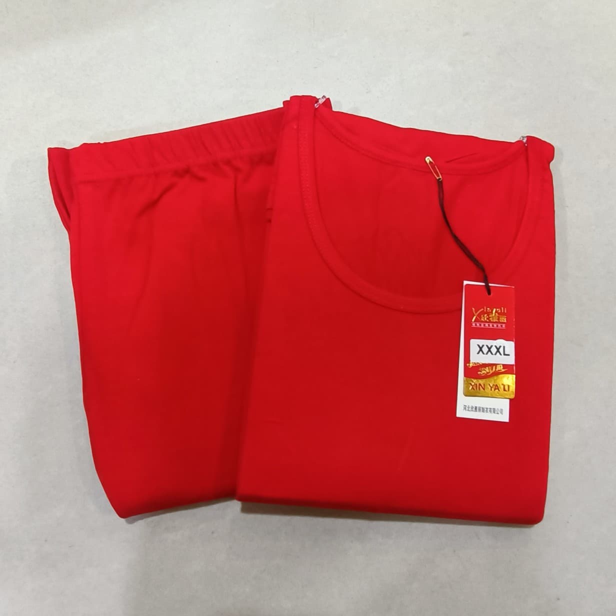 Red Lycra Cotton Thermal Underwear Set for Middle-aged and Elderly Men and Women, High and Low Neck, Zodiac Year