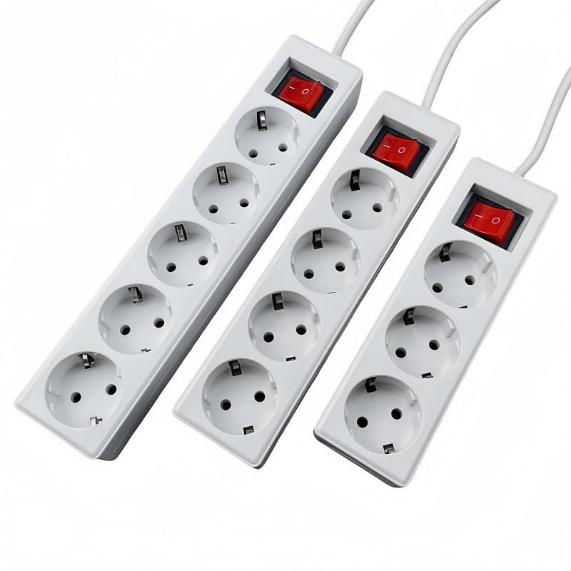 European Standard Power Strip with Switch, 4 Outlets, Russian Extension Cord, German Multi-Socket Power Outlet