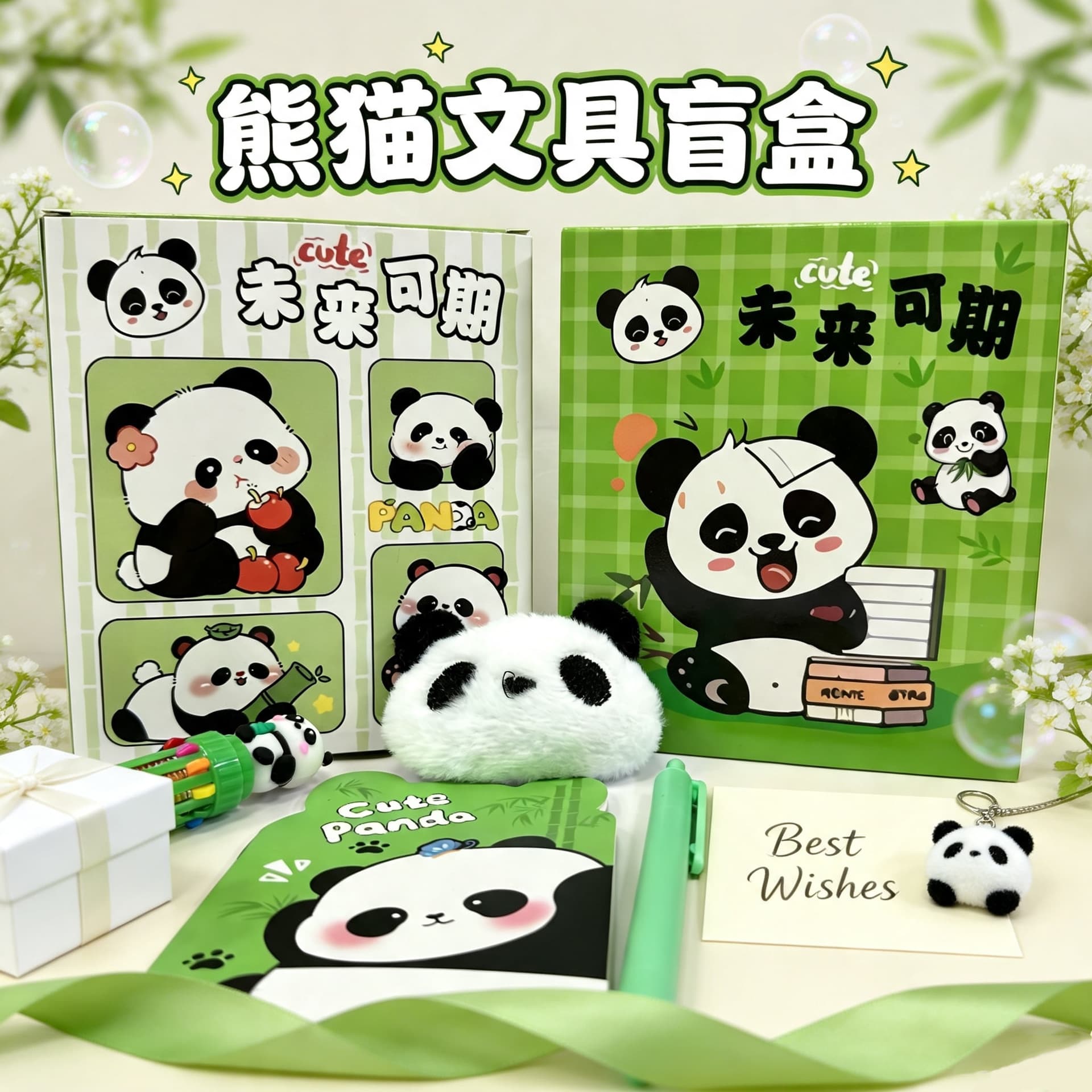 Panda stationery blind box notebook sticker click pen stationery gift box student back-to-school souvenir reward small gift