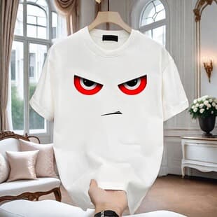 American Retro Trendy Brand Cartoon Eye Print Short Sleeve T-Shirt Men and Women 2026 Summer New Loose Student Top