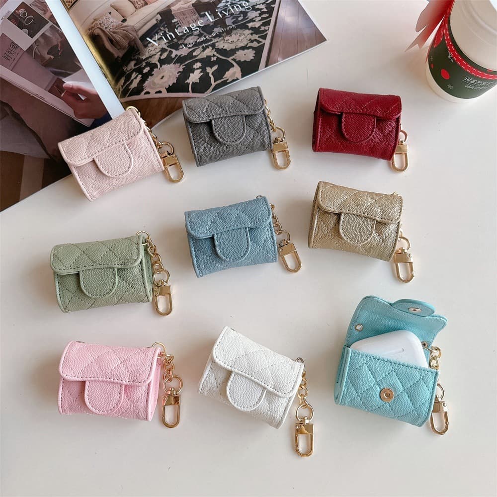 Protective Case for Apple AirPods Pro, Wireless 1st 2nd 3rd Gen, Candy Chanel Style Caviar Soft Case