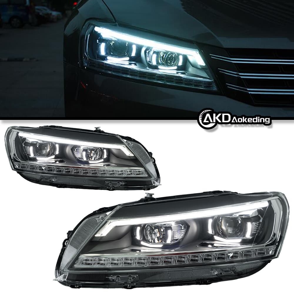 LED Daytime Running Light with Sequential Turn Signal and Lens for 2011-2016 Volkswagen Passat B7 Headlight Assembly Modification