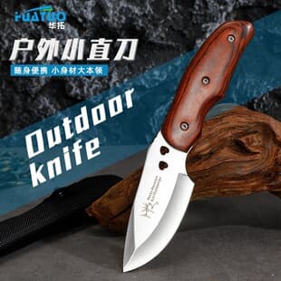 Outdoor Portable Mongolian Meat Knife, Lick Knife, Hand-Held Meat Dagger, Portable Camping Knife, Multi-Function BBQ Meat Cutting Knife