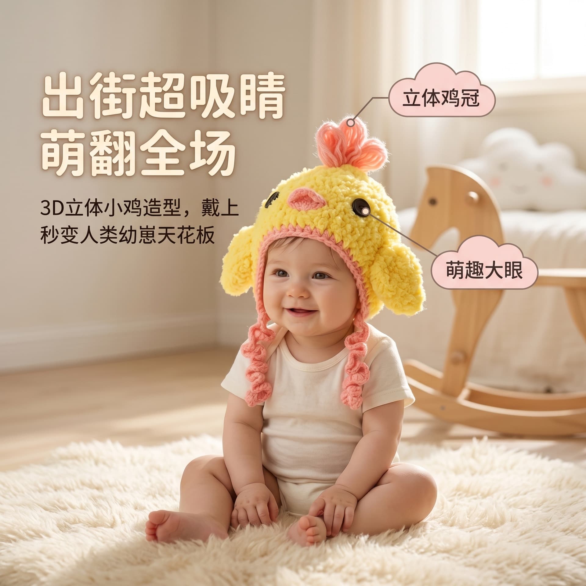 Cross-border supply newborn photography hand-knitted chick photo modeling hat yellow chick baby woolen hat