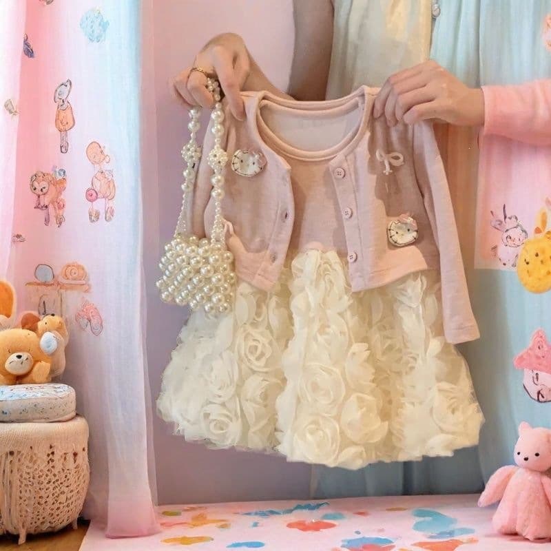 Girls' Autumn Dress 2025 New Stylish Children's Princess Set Dress Spring Fall Baby Dress Coat