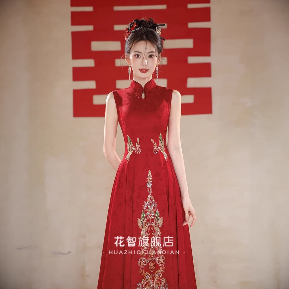 Toast Wear Bride 2025 New Red New Chinese-style Cheongsam Engagement Dress Women's High-Grade Wedding Return Summer