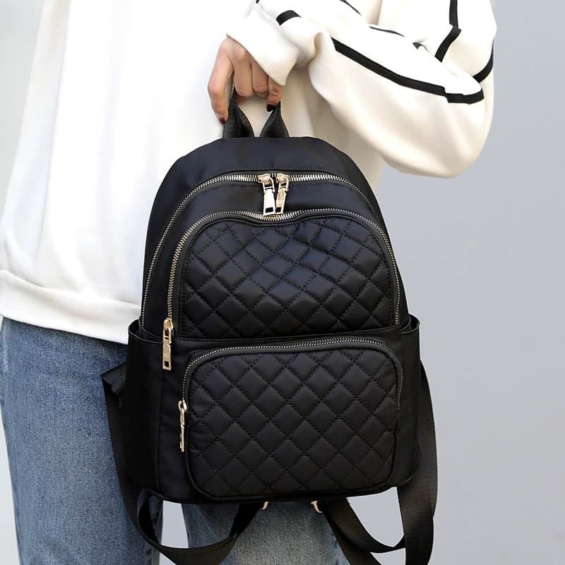 Women's Casual Waterproof Nylon Fabric Backpack, Fashionable Versatile Lightweight Travel Backpack, Trendy Simple Shoulder Handbag