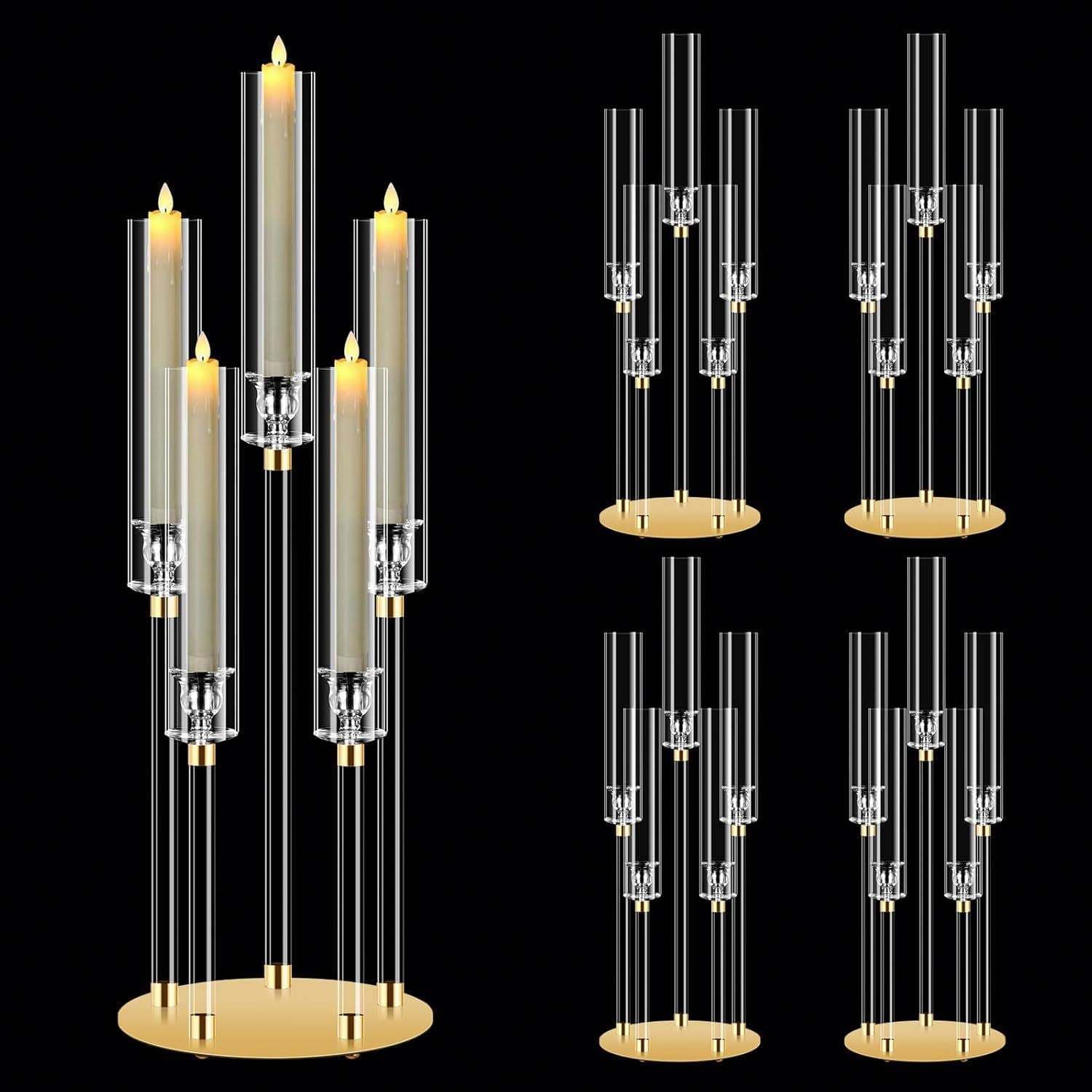 New Acrylic 5-Arm Candle Holder for Cross-Border E-Commerce, Wedding, Hotel, Western Restaurant, Birthday Party, Home Decor