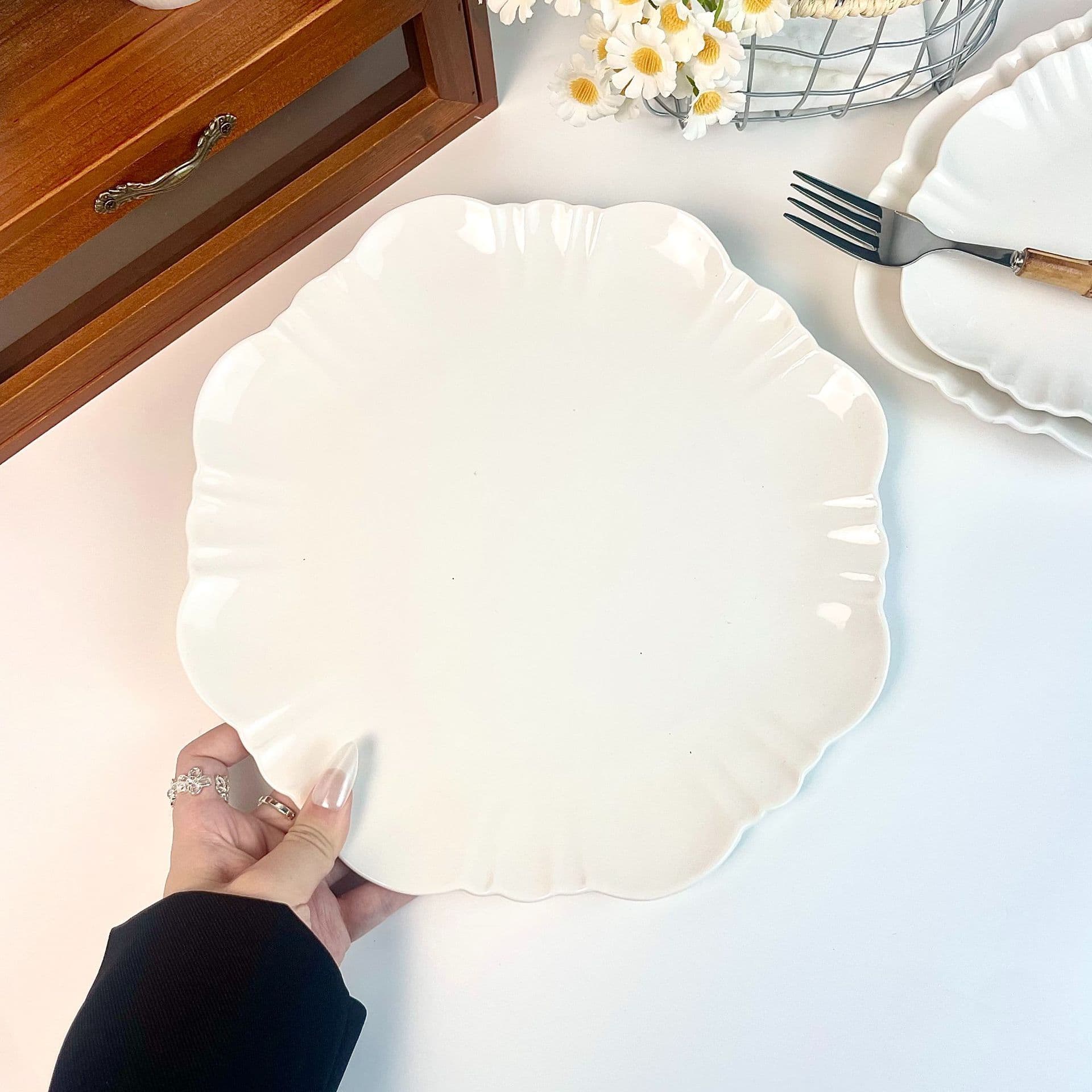 French high-end dinner plate ins style household ceramic plate simple dinner plate dessert plate pasta plate wholesale
