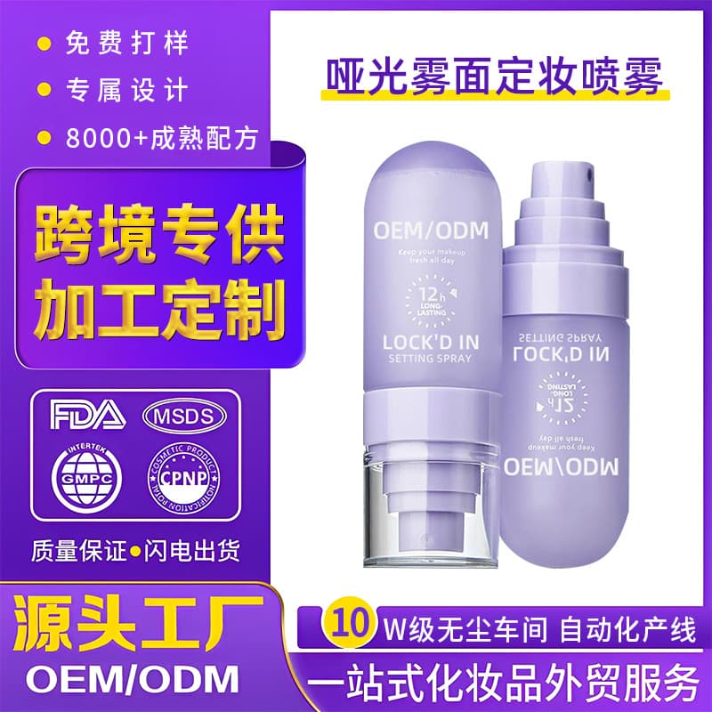 Cross-border Custom Matte Makeup Setting Spray Fast-Drying Long-Lasting Anti-Shine OEM Processing Amazon Foreign Trade