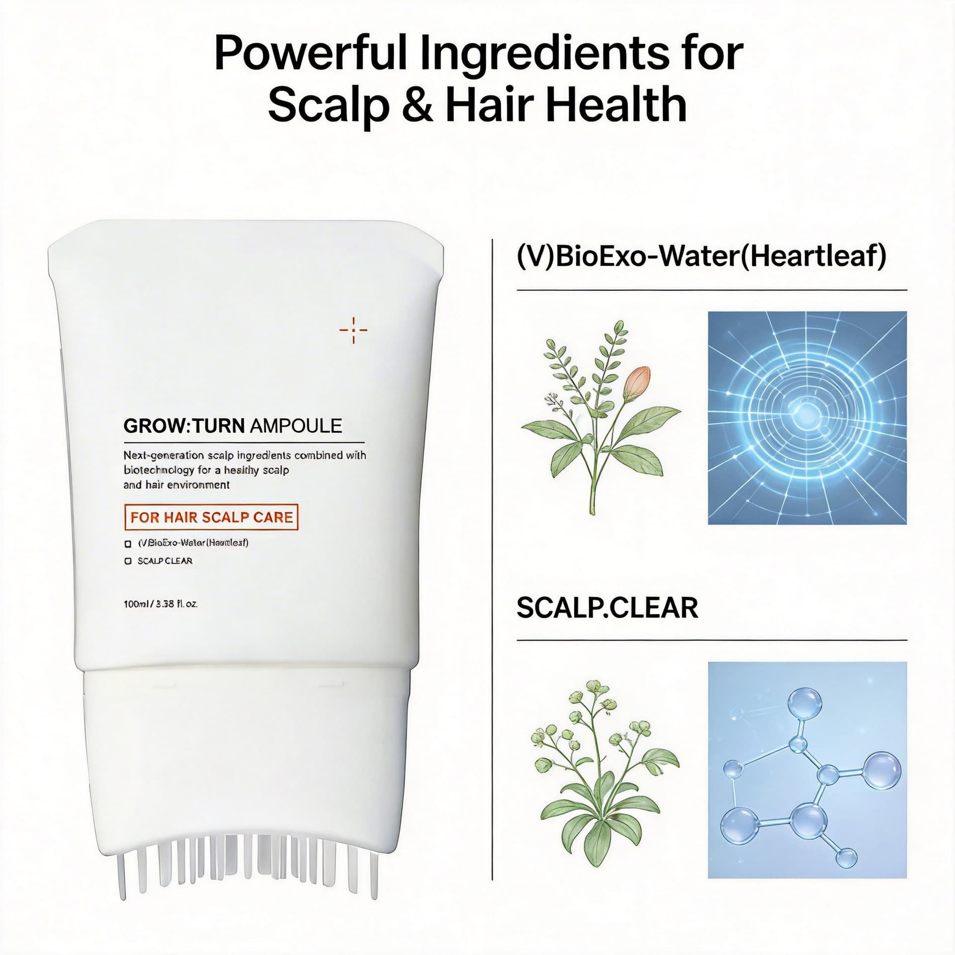 Cross-border Stock Hair Growth Serum with Built-in Brush Head, Scalp Massager, Hair Thickening Essence