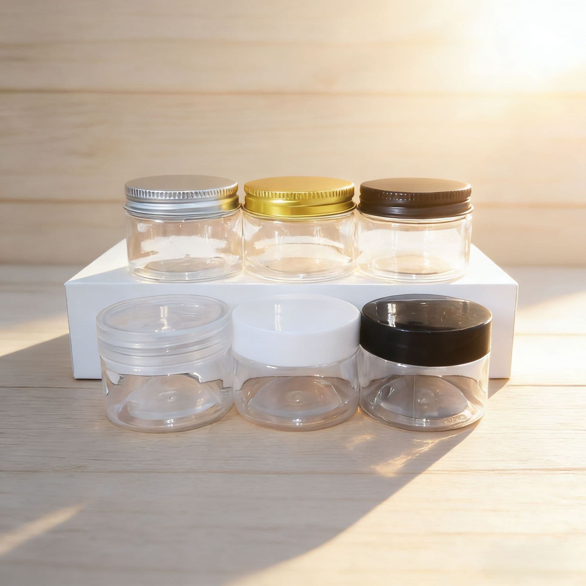 φ50mm Plastic Jar for Yogurt Melts, Wide Mouth Bottle, Eye Cream, Face Cream, Oil Cream Refill, PET Plastic Empty Jar with Inner Pull Pad