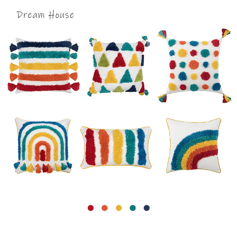 Scandinavian Moroccan Cotton Canvas Tassel Tufted Pillow Ins Cushion Pillow Case Pillow Wholesale Side Sleeping