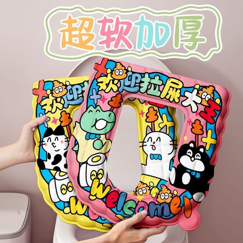 Winter waterproof thickened toilet seat cover, all-season use, adhesive for toilet warmth, wipeable and wash-free, household.