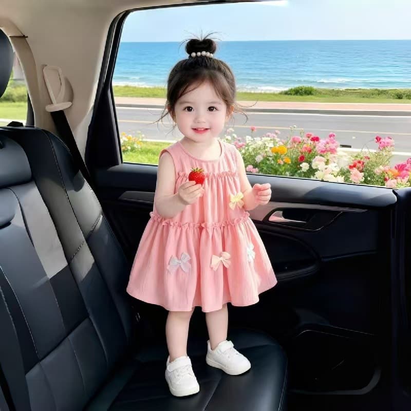 Girls' Dress 2026 New Style Sweet Bowknot Tank Dress for Little Girls Cake Dress Princess Dress