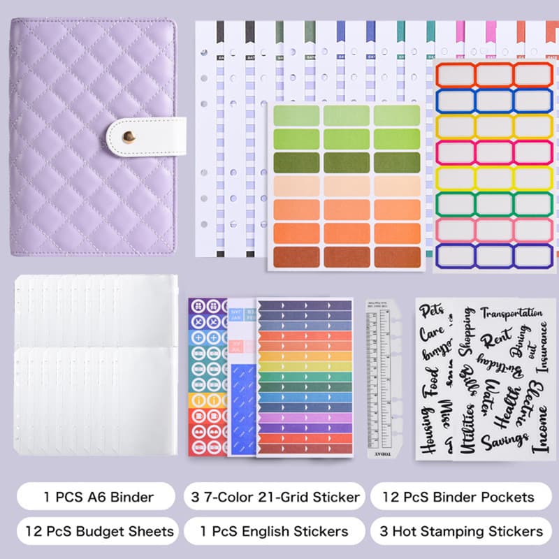 Cross-border Macaron Notebook Multifunctional A6 Portable Cash Envelope Binder Cash Storage Book