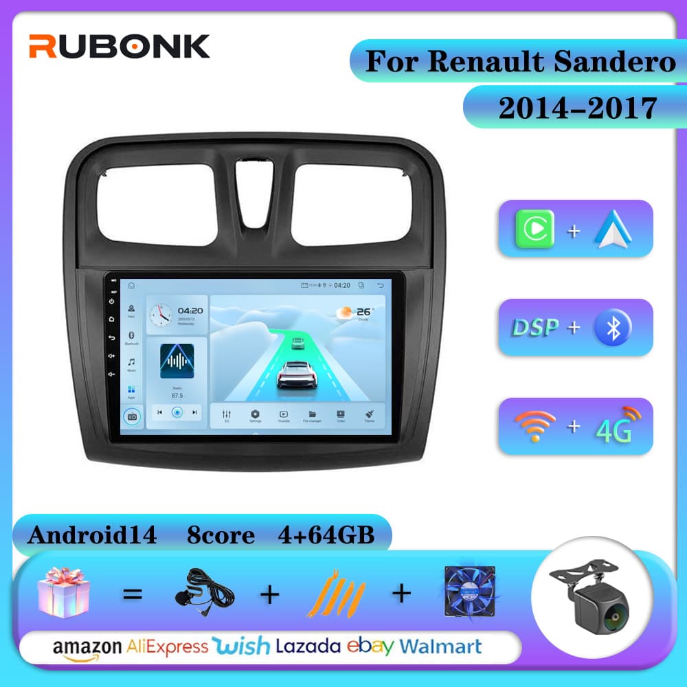 Android Large Screen Navigation GPS Player with Wireless Carplay for 2014-2017 Renault Sandero