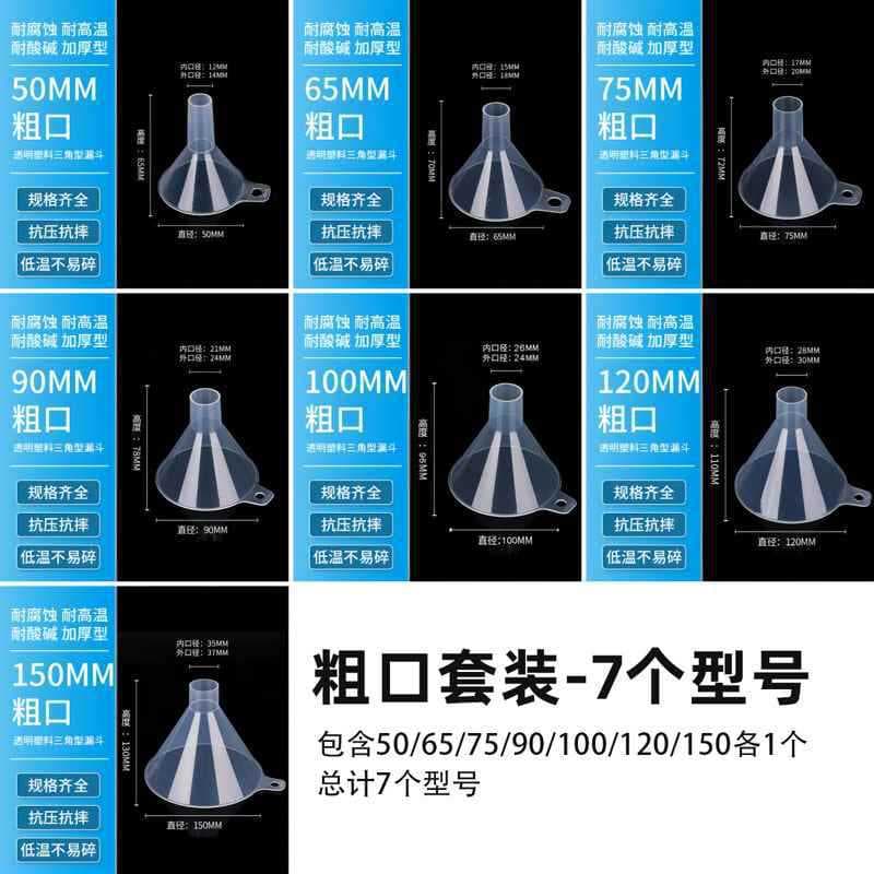 Plastic funnel household large and small caliber mini kitchen food grade laboratory dispensing oil leakage liquid transparent water bottle