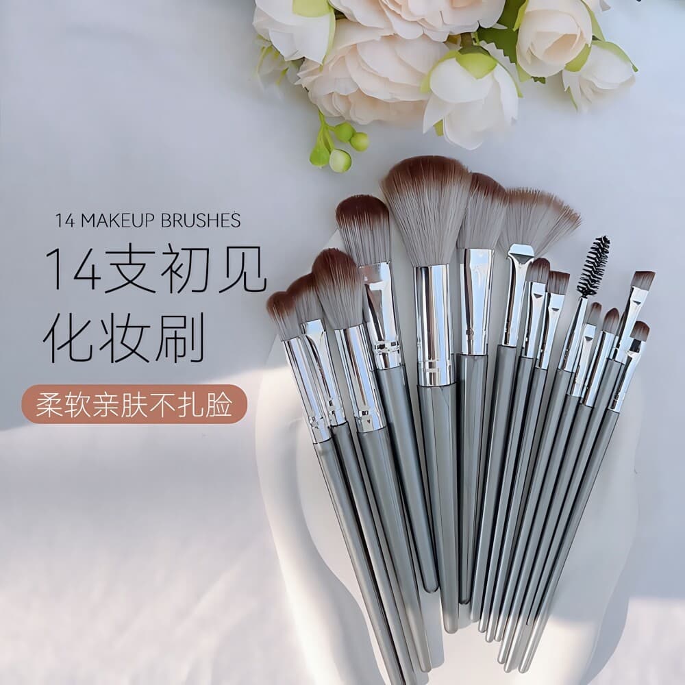 14-Piece Makeup Brush Set with Soft Bristles, Including Eyeshadow Brush, Blush Brush, Contour Brush, Complete Set of Makeup Brushes and Beauty Tools