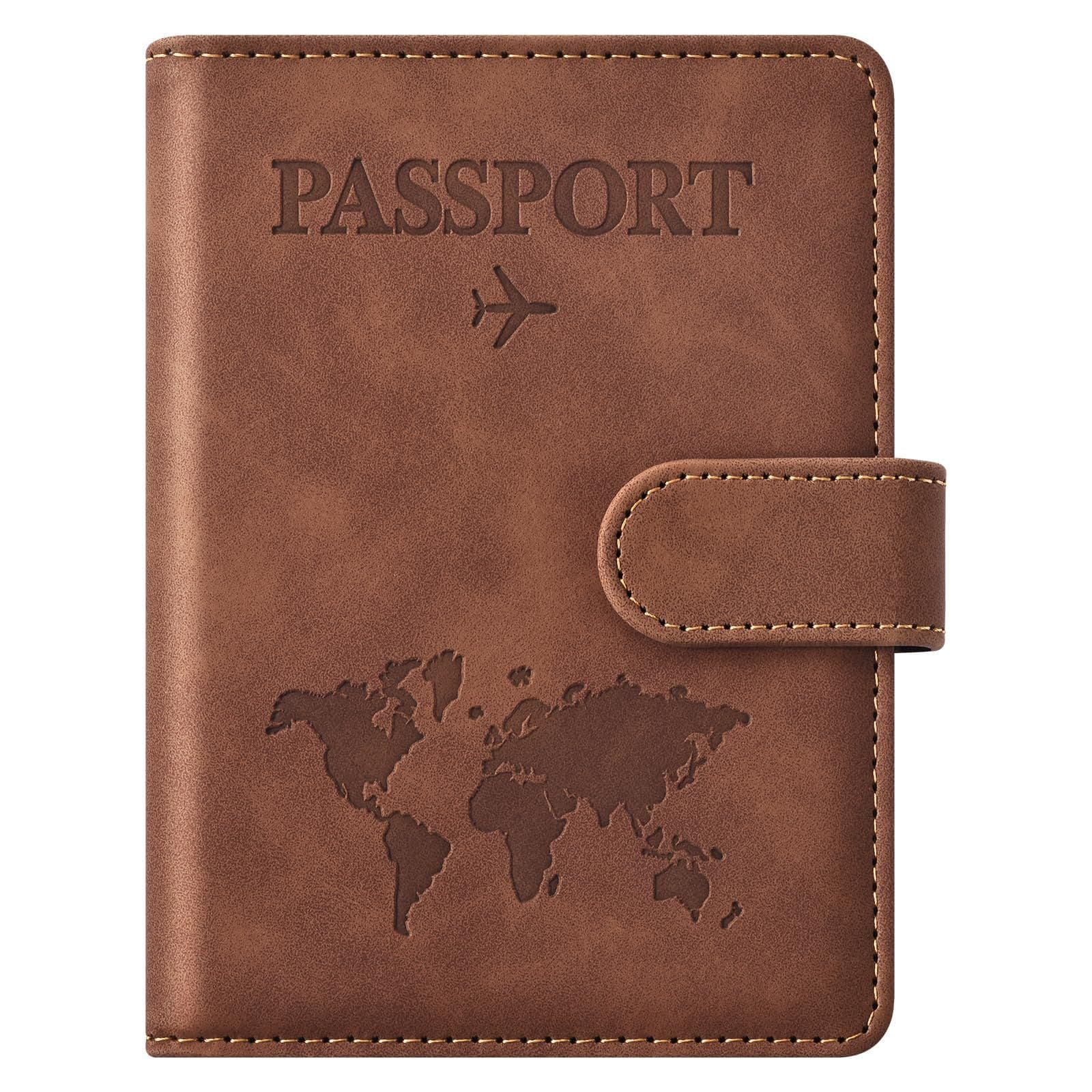 Leather Passport Wallet RFID Shield Travel Accessories Unisex Vaccination Passport Cover Classic Bifold PU Letter Pattern