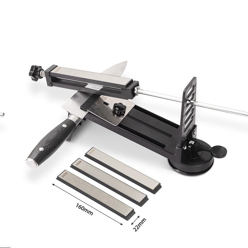 DMD Fixed-Angle Knife Sharpener Professional Quick Sharpening Stone, Home Use with 3 Titanium-Coated Diamond Sharpening Stones, Free LOGO
