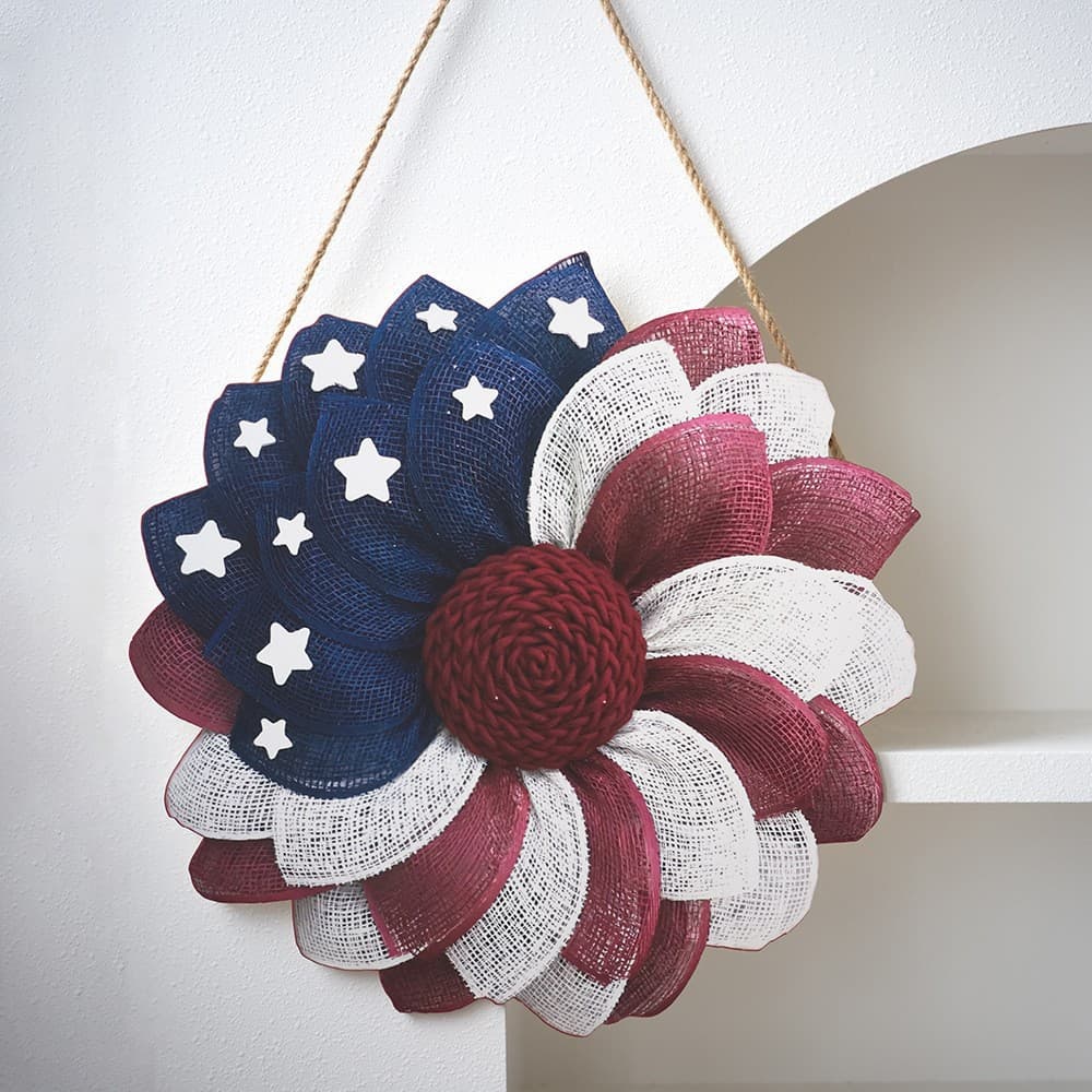Wood Grain Wreath Patriotic American Home Country Wooden Sign Wall Door Hanging Cross-Border Wooden Craft