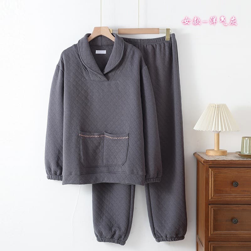 Autumn/Winter Men's and Women's Thermal Air Cotton Full Cotton Pajama Set Homewear Set Sports Suit