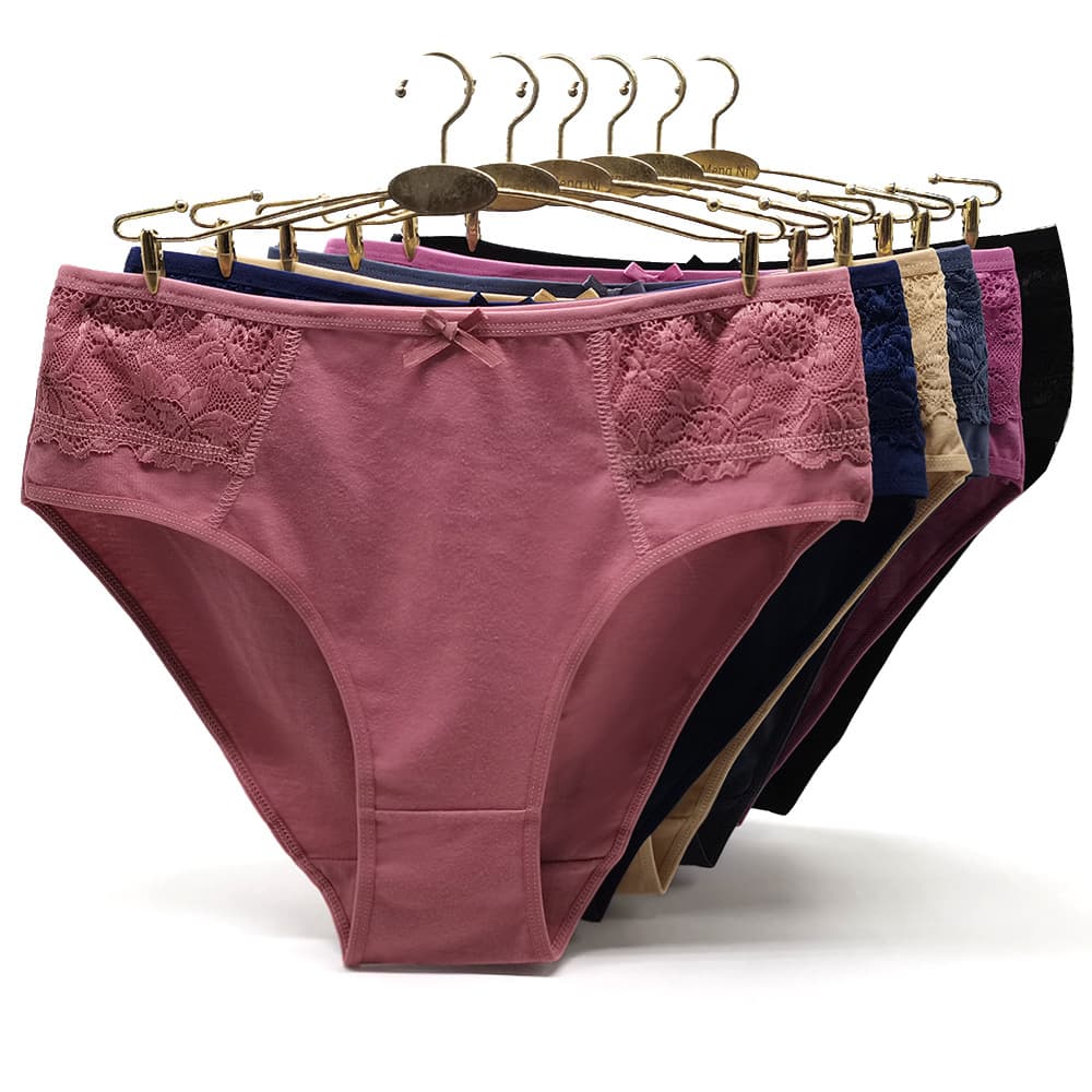 New foreign trade manufacturer women's panties high waist large size sexy lace solid color cotton large size mommy panties panties