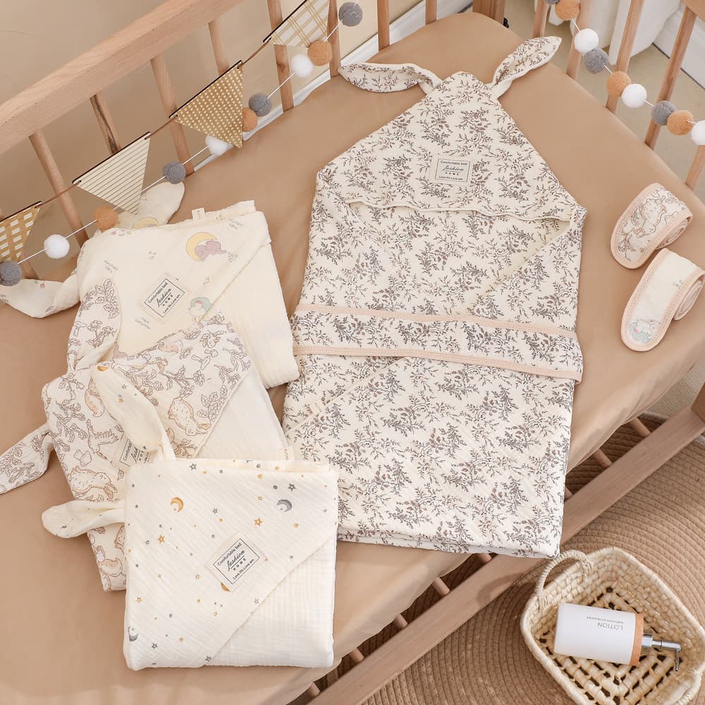 Cartoon Baby Swaddle Newborn Four-Layer Gauze Wrap A-Class Cotton Maternity Swaddle Blanket Spring Summer