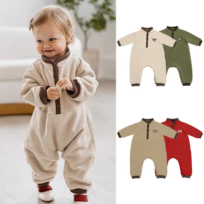 European and American Style Newborn Baby Romper Autumn and Winter Fleece Bodysuit Cute Newborn Outerwear Jumpsuit