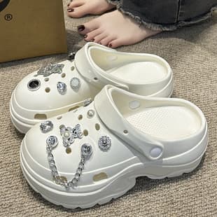 Breathable Crocs for Women 2025 Summer EVA Cushioning Thick Sole Beach Sandals Anti-Odor Elevated Hole Slippers