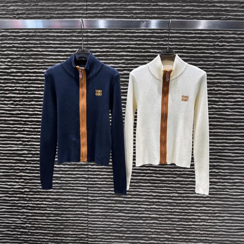 mm25 autumn/winter new slim fit embroidery letter zipper stand collar cardigan