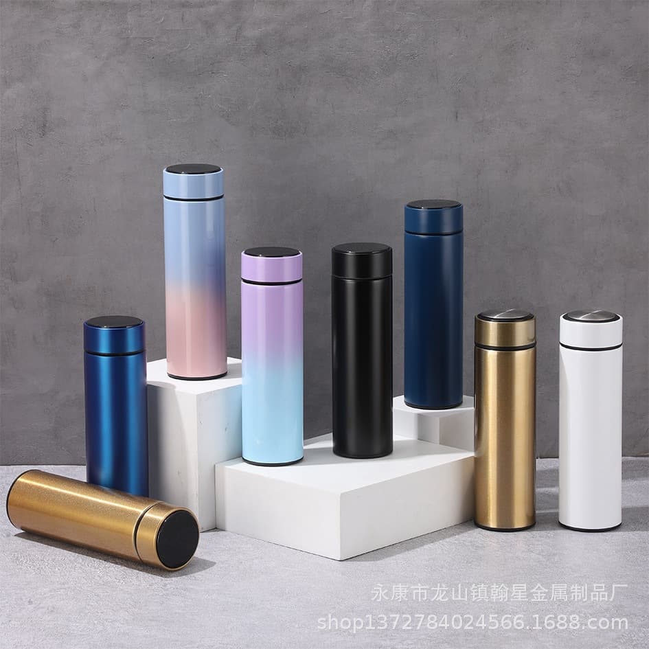 LED touch screen thermos cup 304 stainless steel portable water cup men's and women's tea cup gift cup lettering and printing car cup