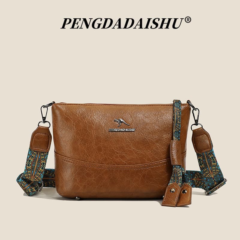 Cross-border simple and versatile bucket bag, textured shoulder bag, high-end light luxury crossbody bag, multi-layer retro mother bag