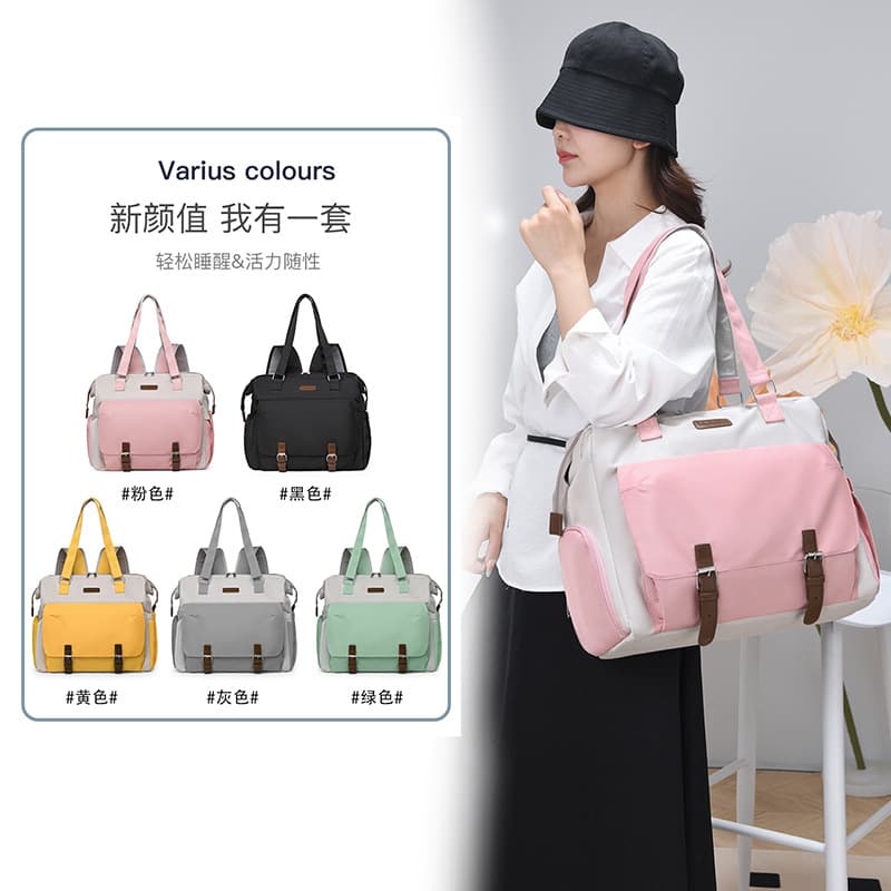 Mommy bag, baby bag, independent shoe compartment, insulated milk bottle, convenient hanging trolley case to store mother and baby bag