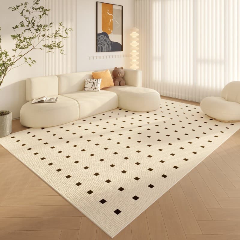 Simple Line Style Bedroom Full Carpet, Easy Care Crystal Velvet Water-Absorbent Sofa Coffee Table Mat, Non-Slip Living Room Rug