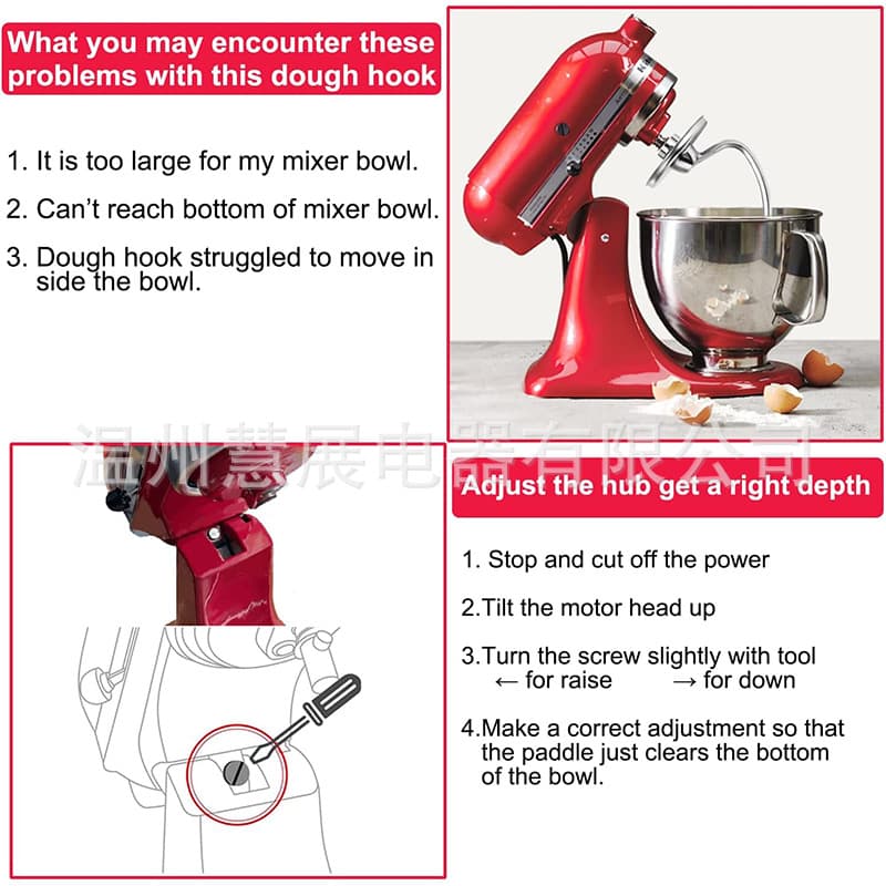 Stainless Steel Dough Hook for KitchenAid 4.5/5 Quart Tilt-Head Stand Mixer K45SS