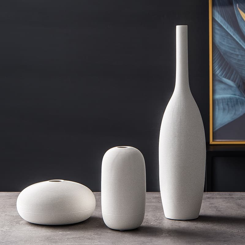 Modern Simple White Ceramic Vase Decoration for Living Room Dried Flower TV Cabinet Nordic Soft Decor Home Ornament