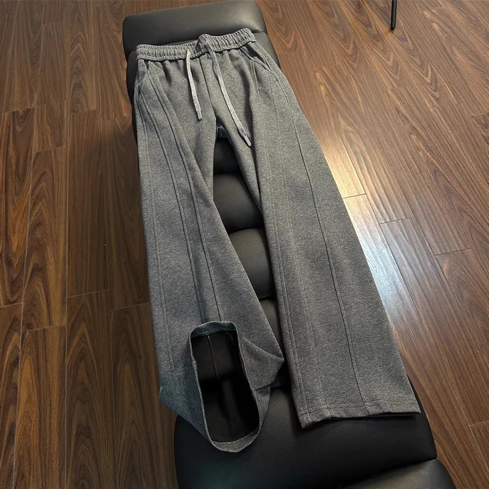 American Heavyweight Curved Knife Sweatpants Men Spring High-end Drape Old Money Style Straight Leg Casual Sports Long Pants