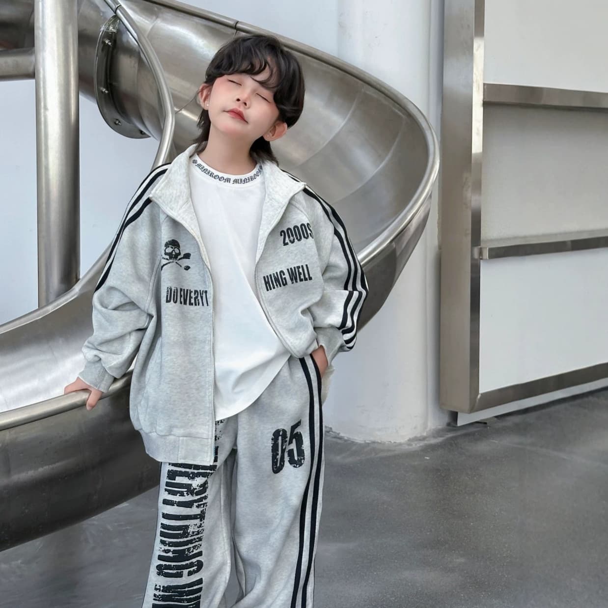 Cross-border American street fashion letter print stand collar cardigan sweatshirt boys casual loose sweatshirt jacket suit