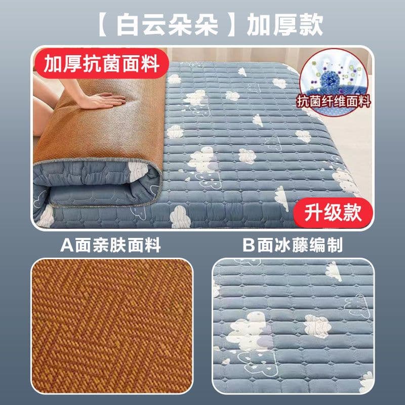Thick Double-Sided Mattress for Winter and Summer, Rattan Mat Underlay, Summer Mat for Single/Double Beds, Student Dormitory Mattress Pad