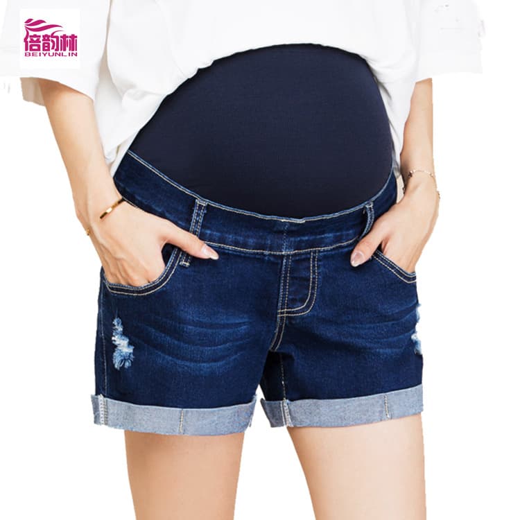 Factory Direct Maternity Denim Shorts Cross-Border Maternity Jeans High-Waist Maternity Pants