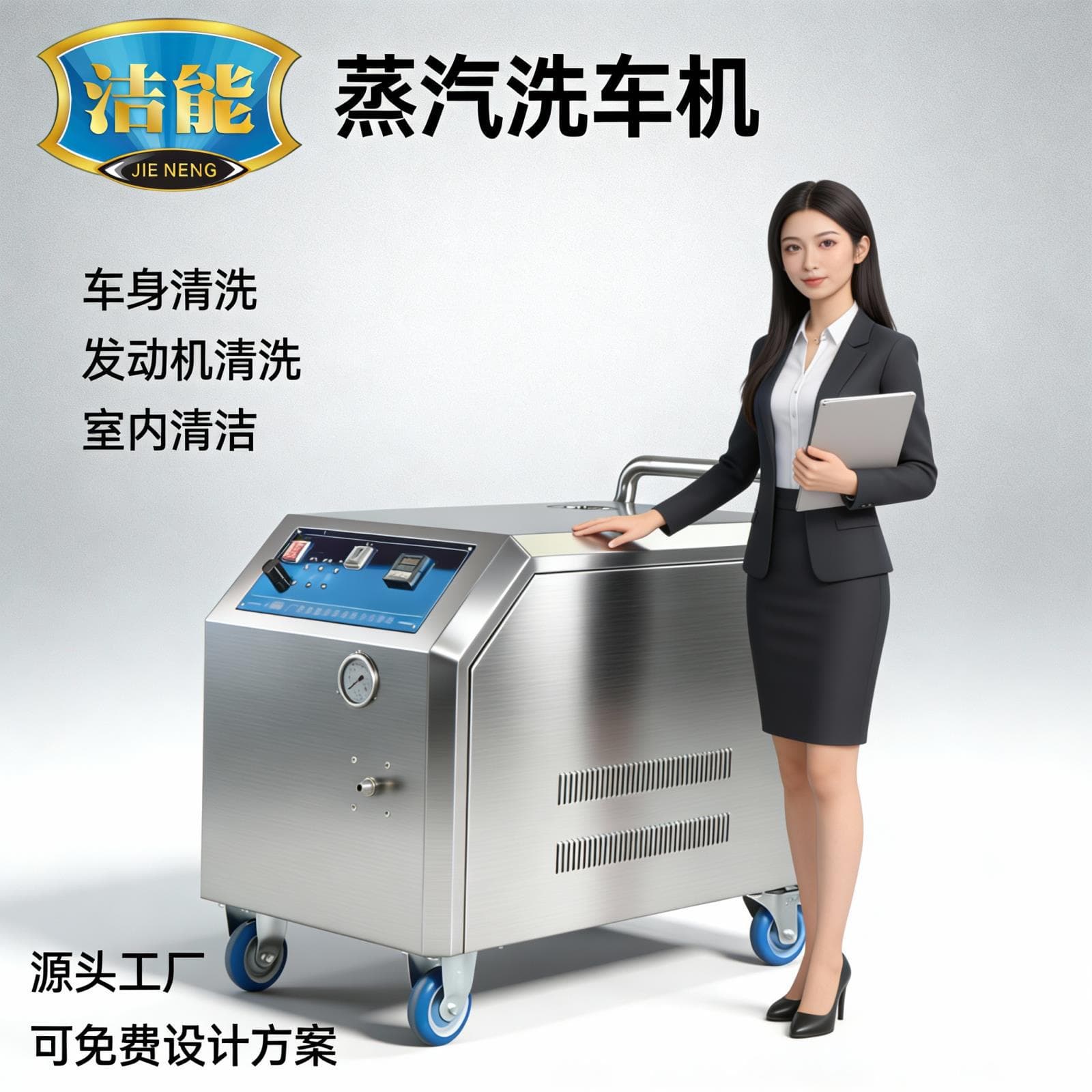 Portable intelligent steam car wash machine, commercial car cleaning service equipment.