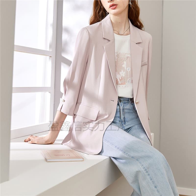 Milkshake Pink Blazer Women's Gentle Design Sense Niche Elegant Korean Style Summer Lightweight Jacket